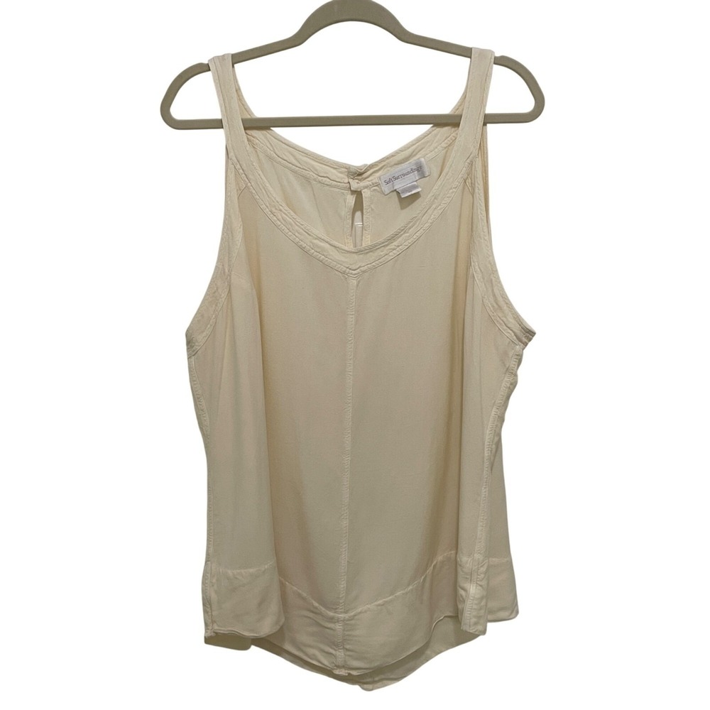 Soft Surroundings Tank Top‎ Women 3X Ivory Rayon Sleeveless Keyhole Back Blouse
